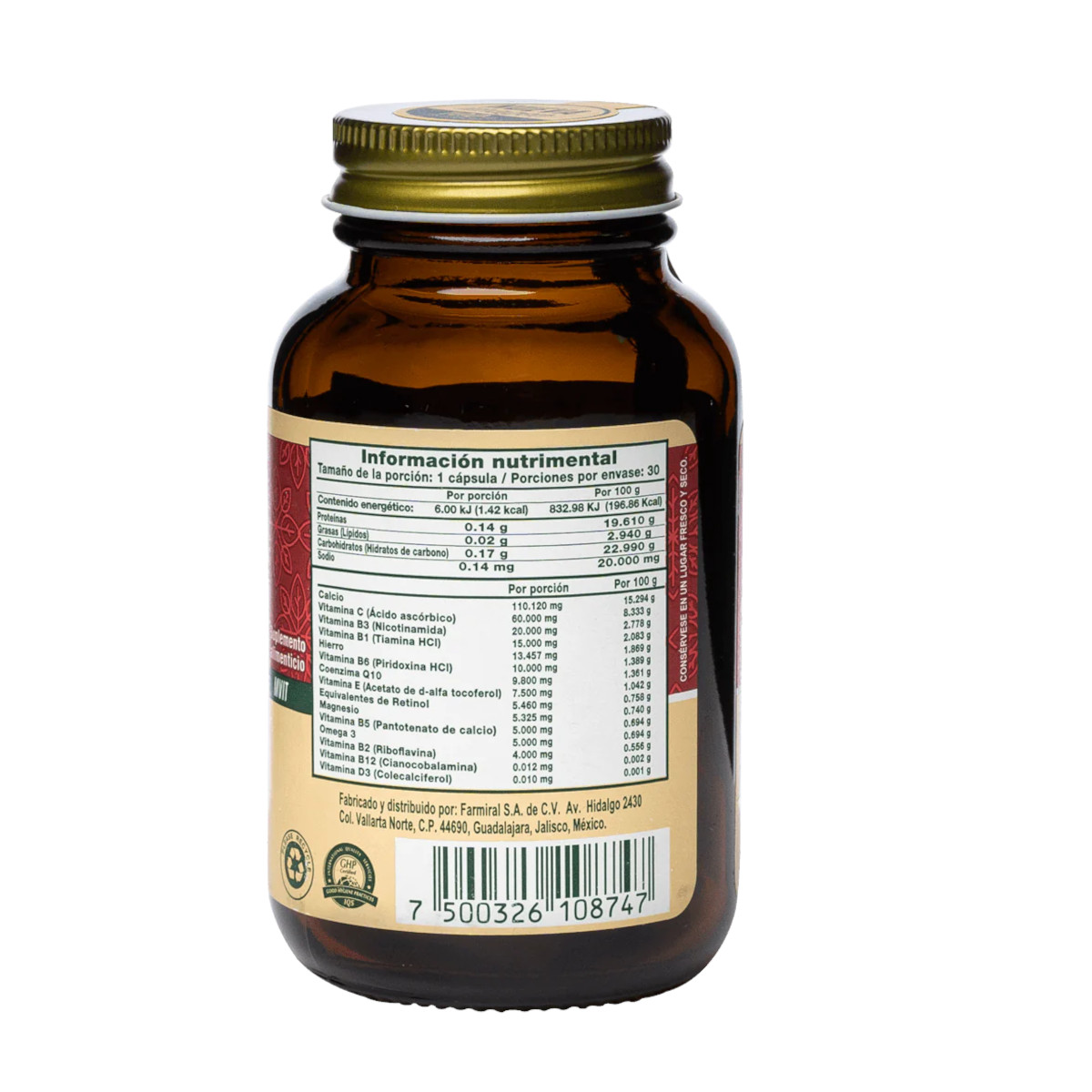 VITABIOM Q10 Cápsulas C/ 30, Omega 3 Vit B3 Calcio Cintrona