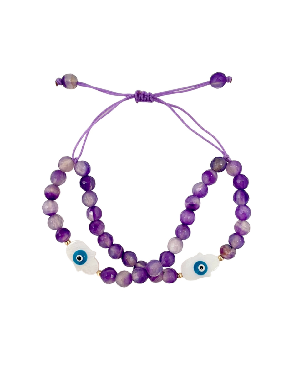 Pulsera Amatista Mancini Con Detalles Oro 10k