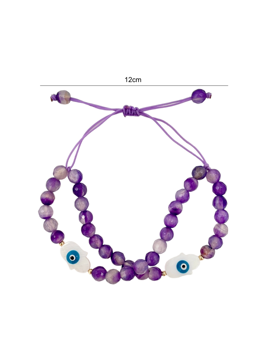 Pulsera Amatista Mancini Con Detalles Oro 10k