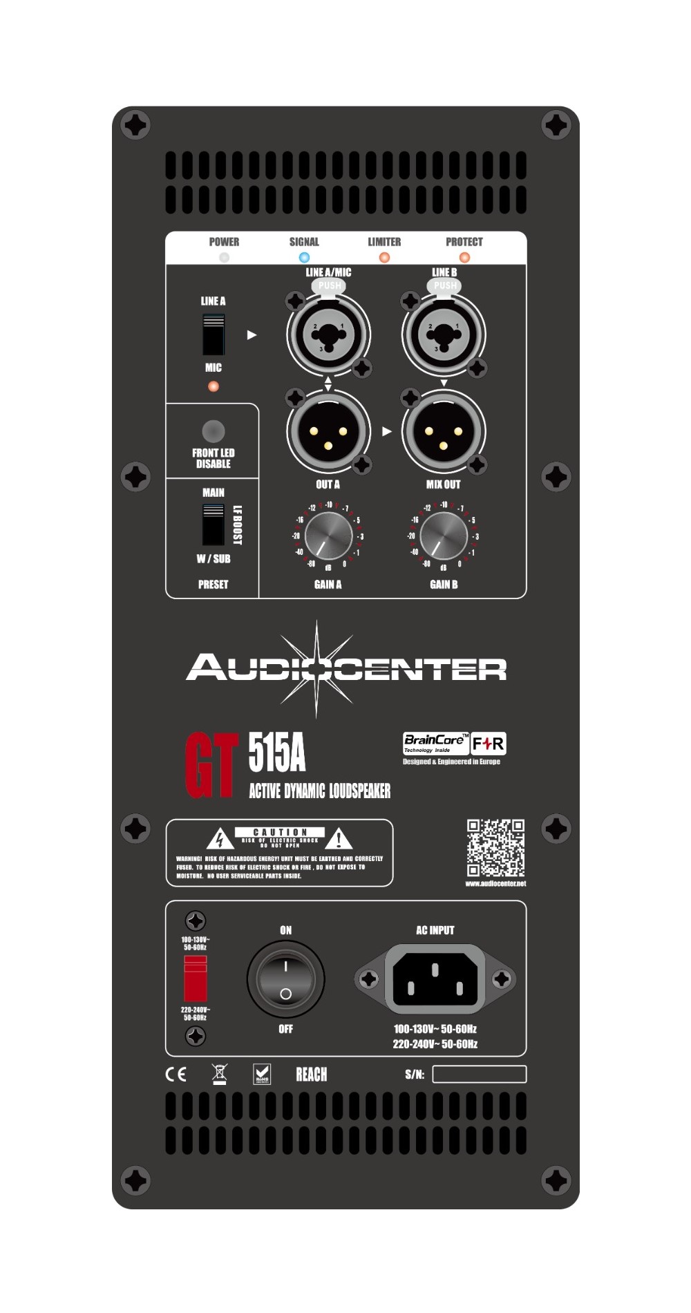 Bafle Amplificado AUDIOCENTER GT515A 15 Pulgadas 2200w Clase D