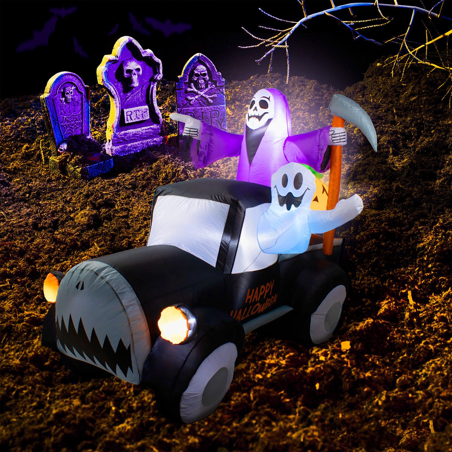 Inflable Halloween Camioneta Terrorifica Led 200 Cm