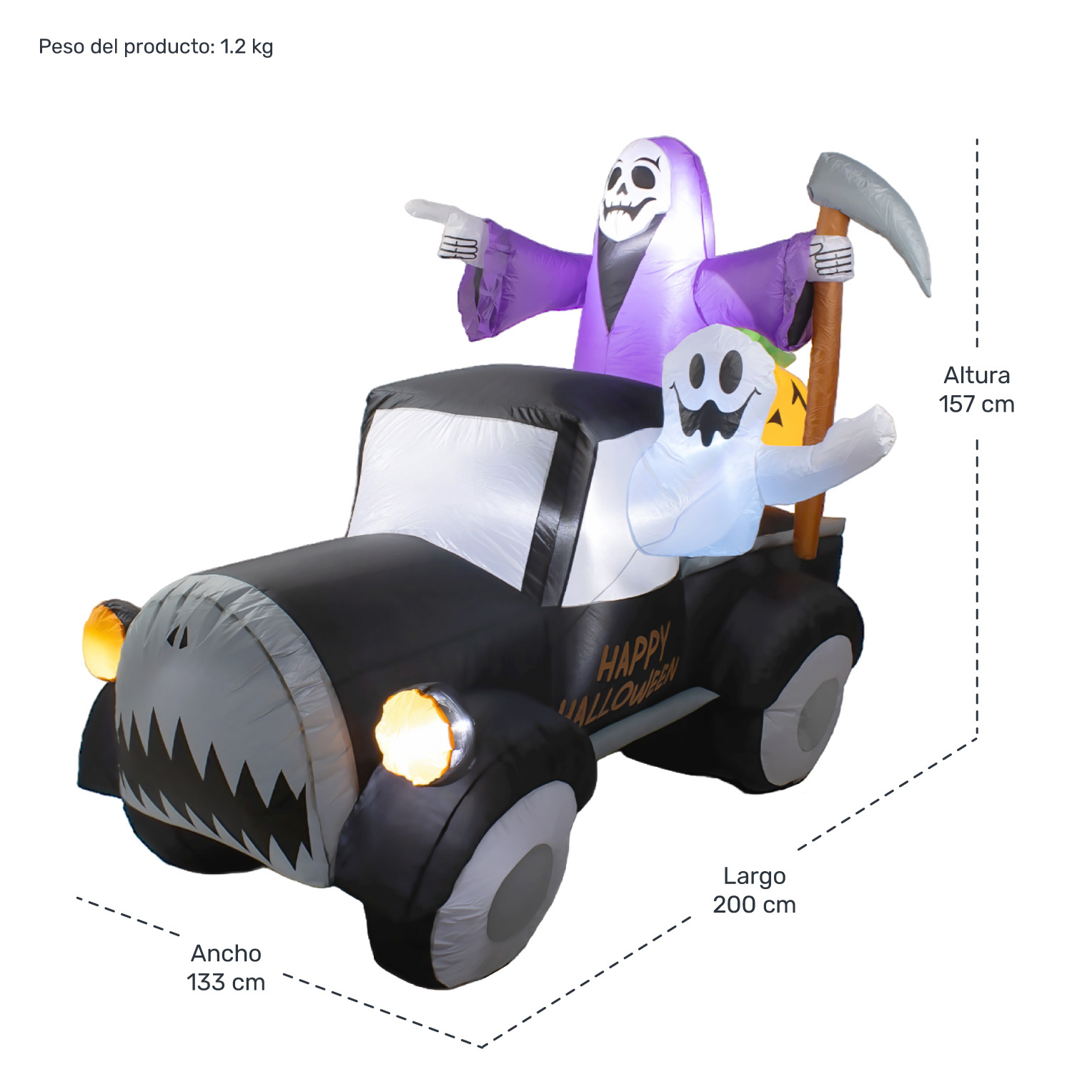 Inflable Halloween Camioneta Terrorifica Led 200 Cm