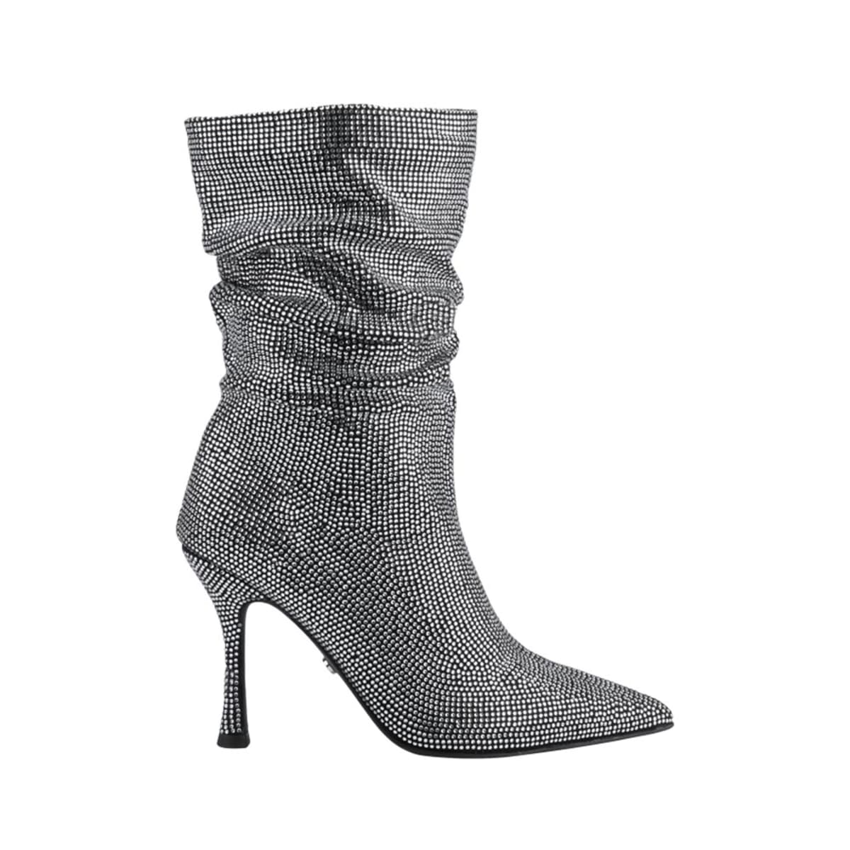 Botas plateadas marca Belinda Peregrin, con pedrería y arruga en tubo, mod. 1087849