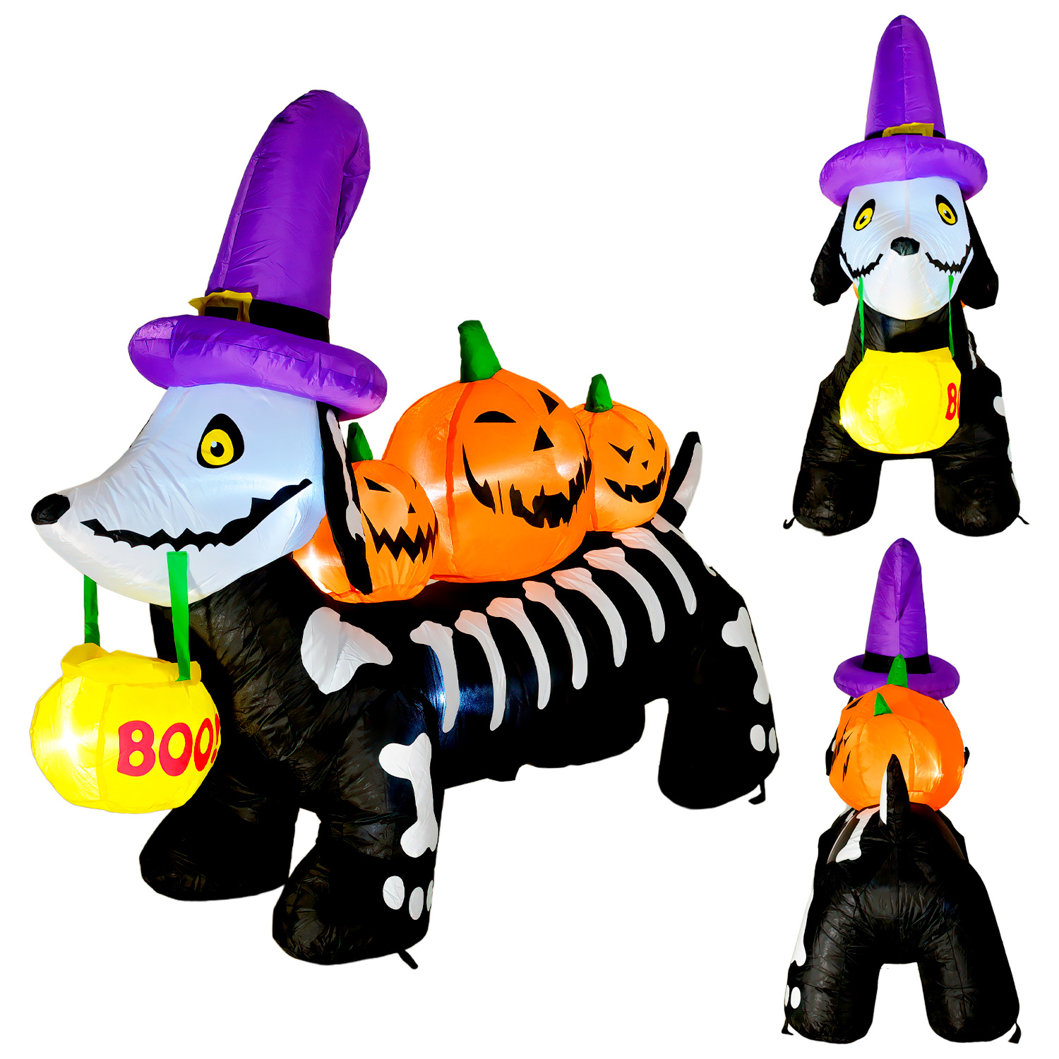 Inflable Halloween Perro Salchicha Embrujado Led 160 Cm