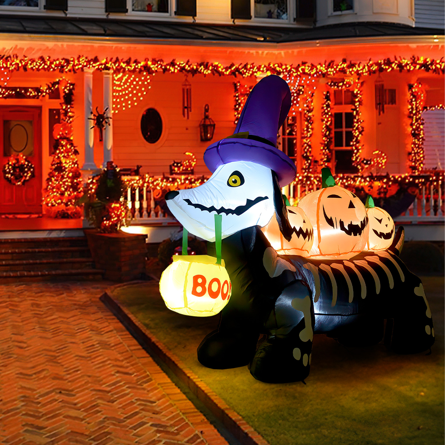 Inflable Halloween Perro Salchicha Embrujado Led 160 Cm