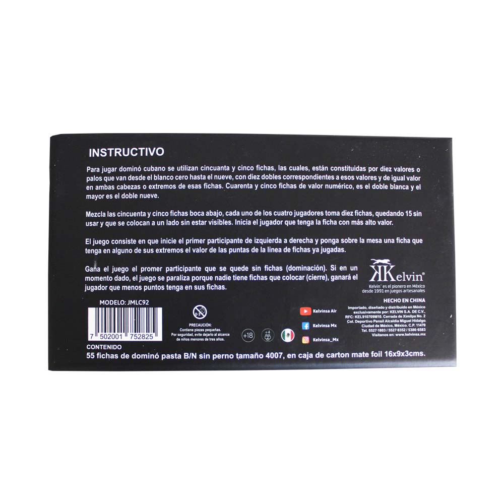 DOMINÓ DOBLE 9 CARTON DIGITAL MINI KELVIN