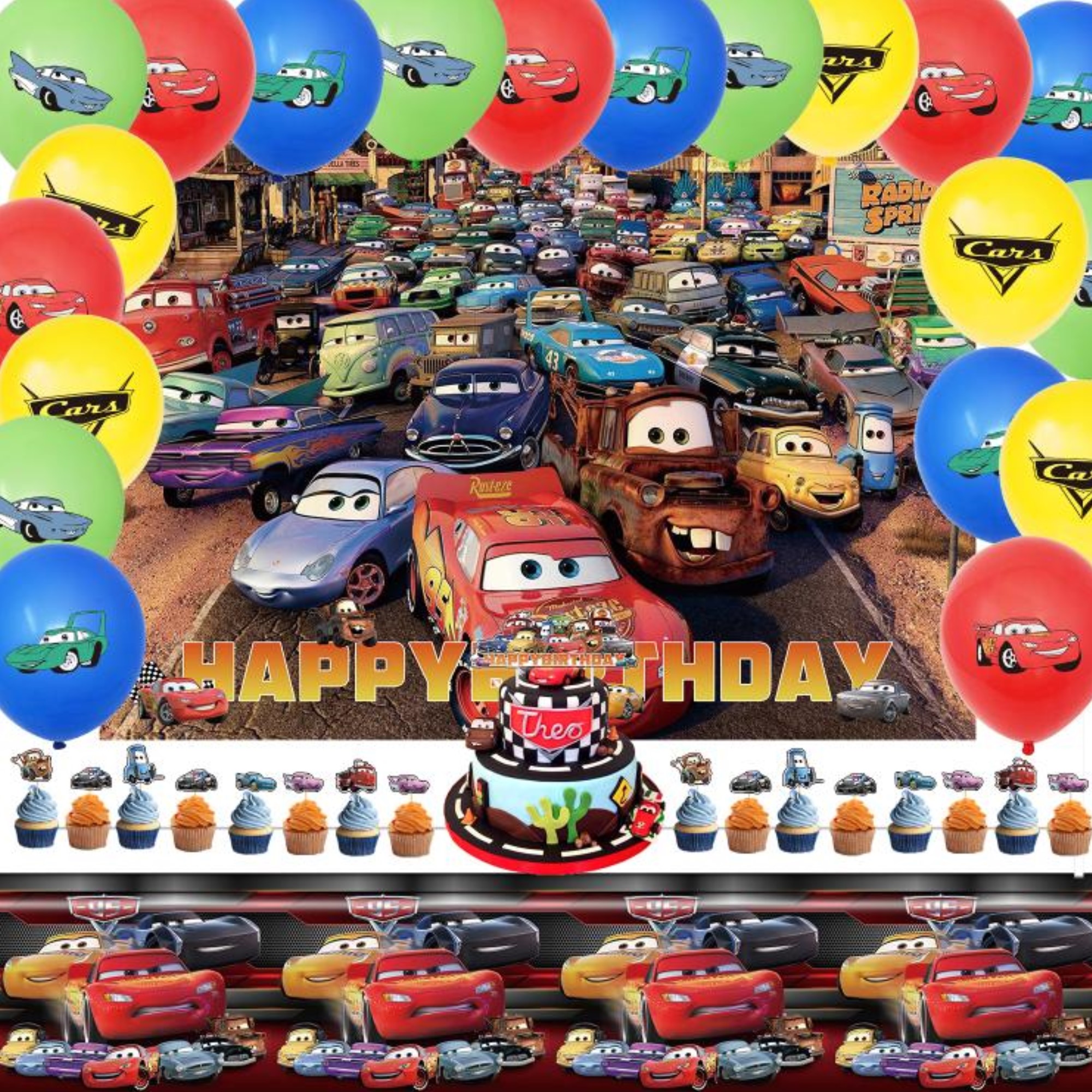 Globos De Cumpleaños Decoración Kit De Fiesta de CARS 