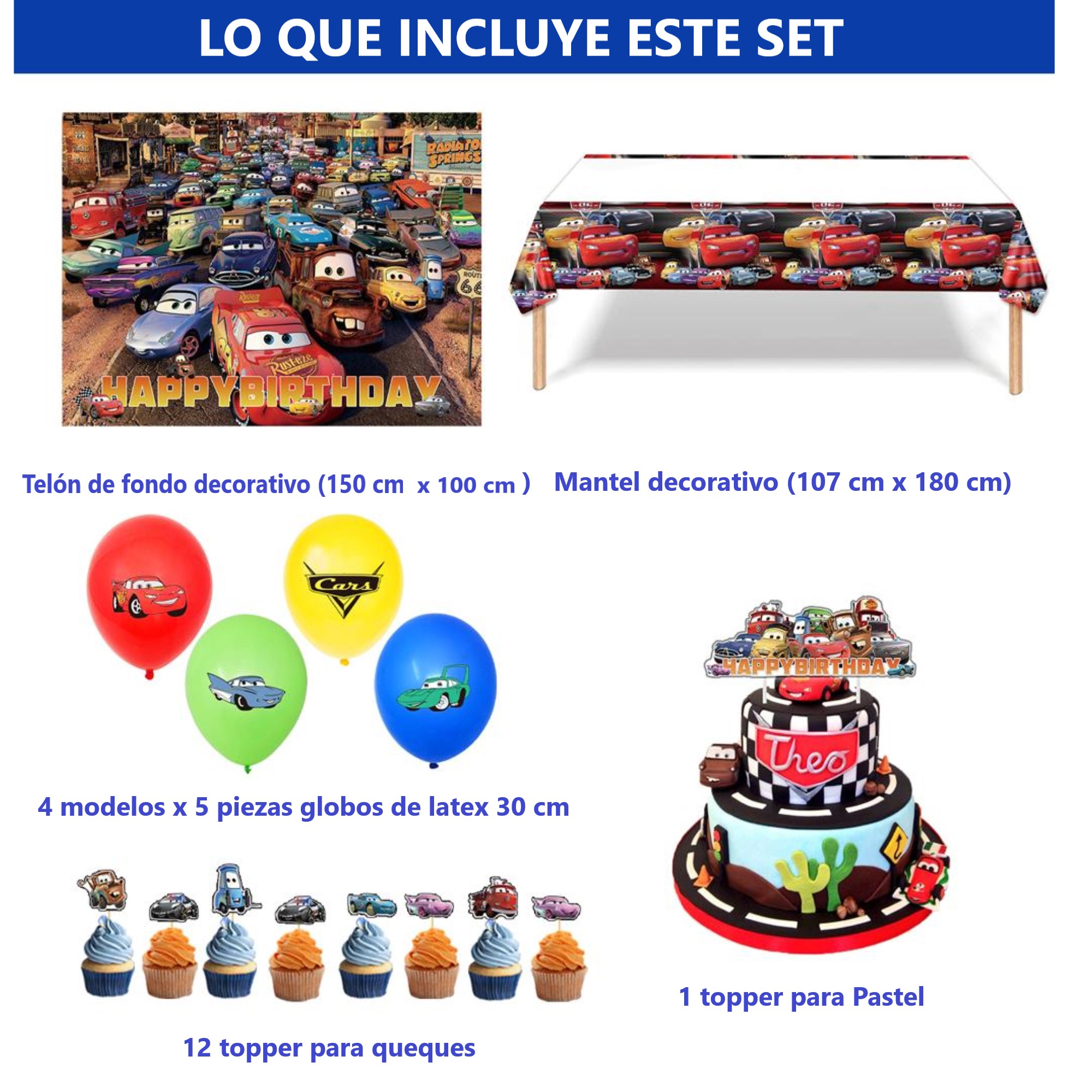 Globos De Cumpleaños Decoración Kit De Fiesta de CARS 