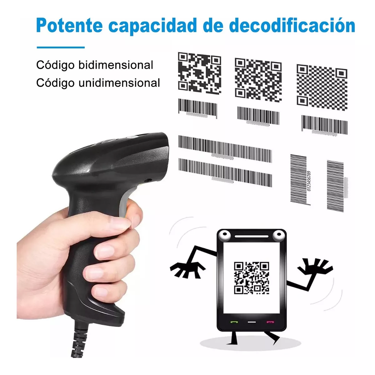 Lector De Código De Barras 1d/2d Lector Qr Inalámbrico