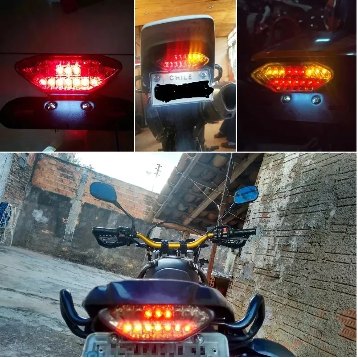 Luz De Freno Stop Led Motocicleta Placa Moto Direccionales