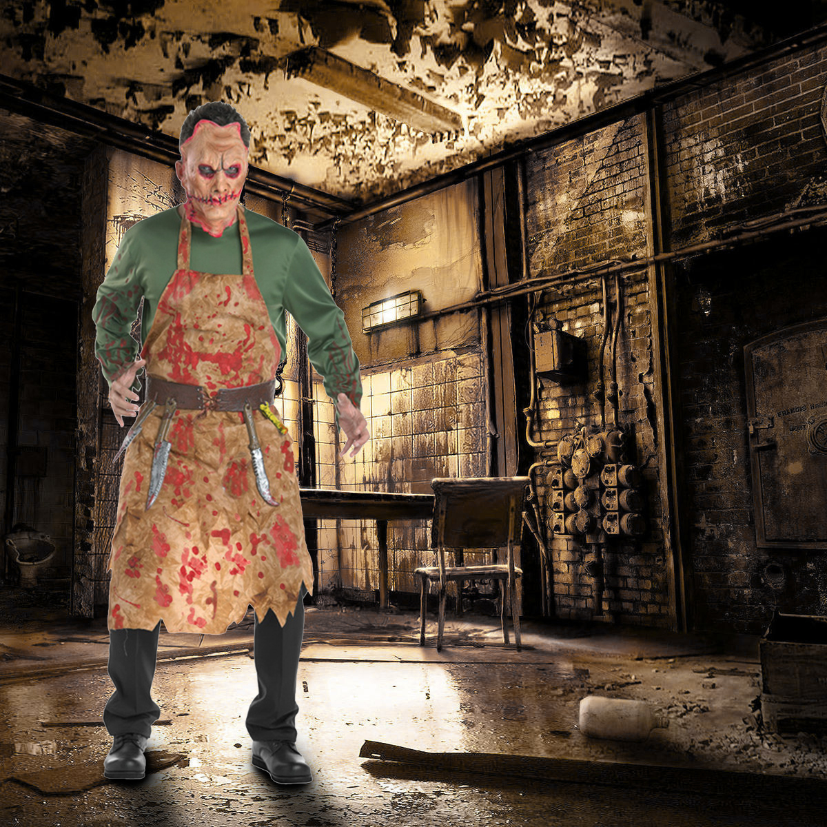 Disfraz de Halloween carnicero de tela fiesta disfraces día de muertos unitalla adulto