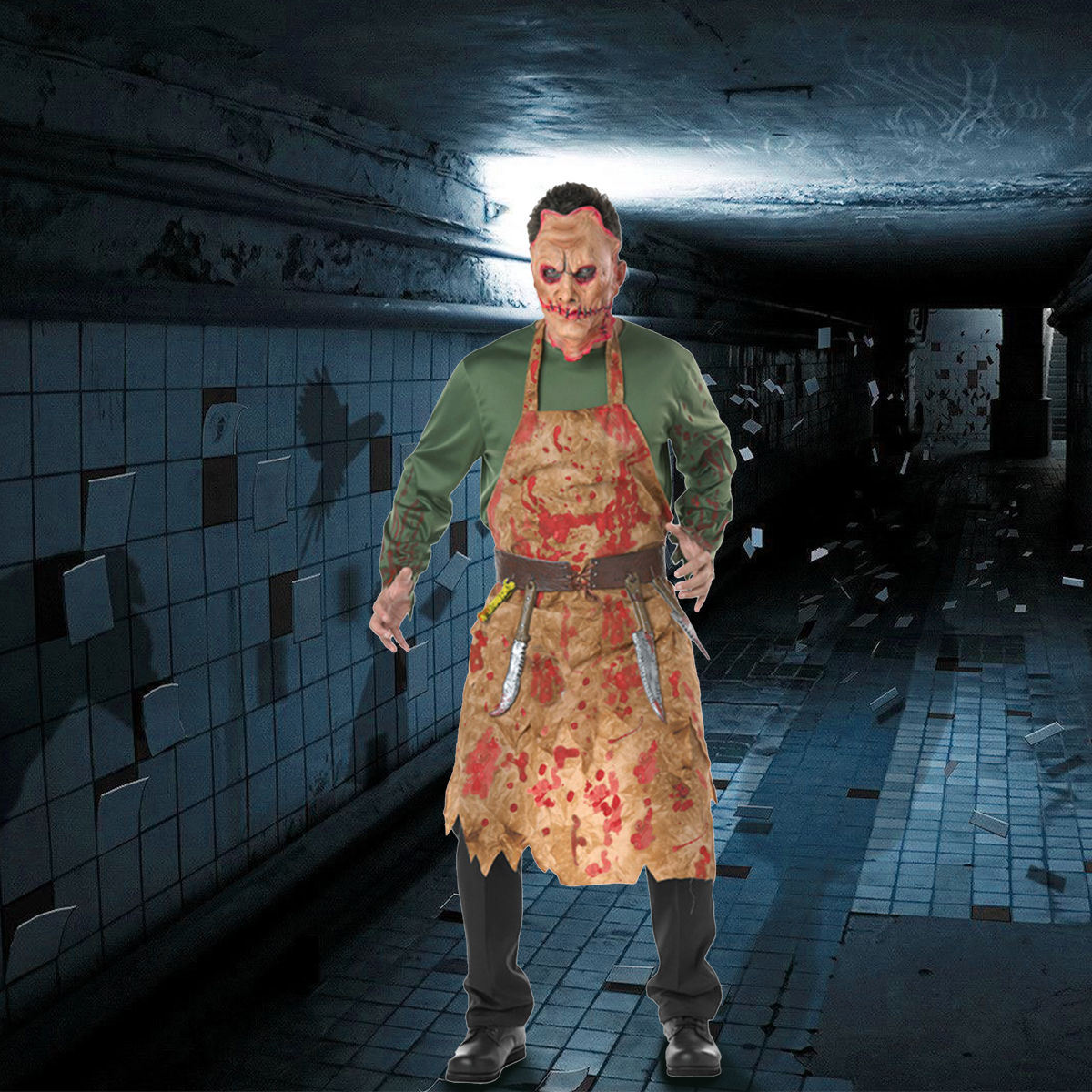 Disfraz de Halloween carnicero de tela fiesta disfraces día de muertos unitalla adulto