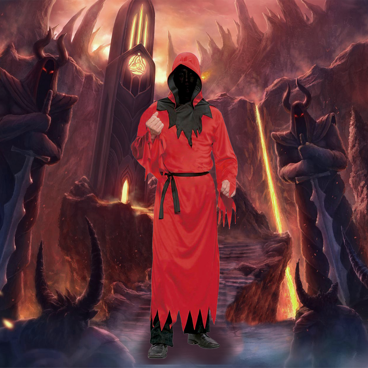 Disfraz de Halloween fantasma rojo de tela fiesta disfraces día de muertos unitalla adulto