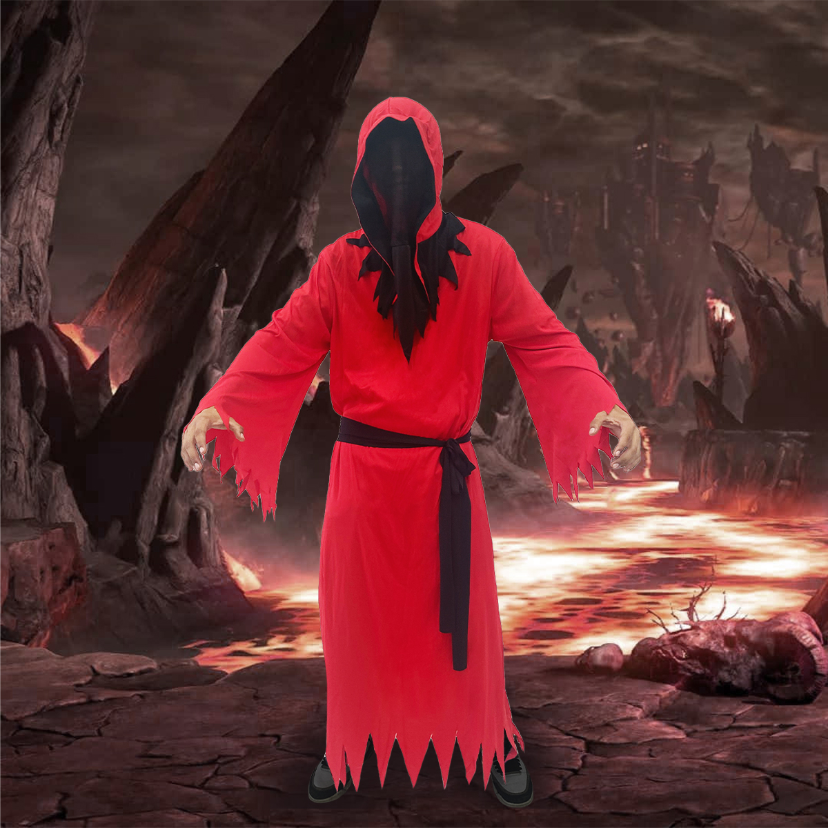Disfraz de Halloween fantasma rojo de tela fiesta disfraces día de muertos unitalla adulto