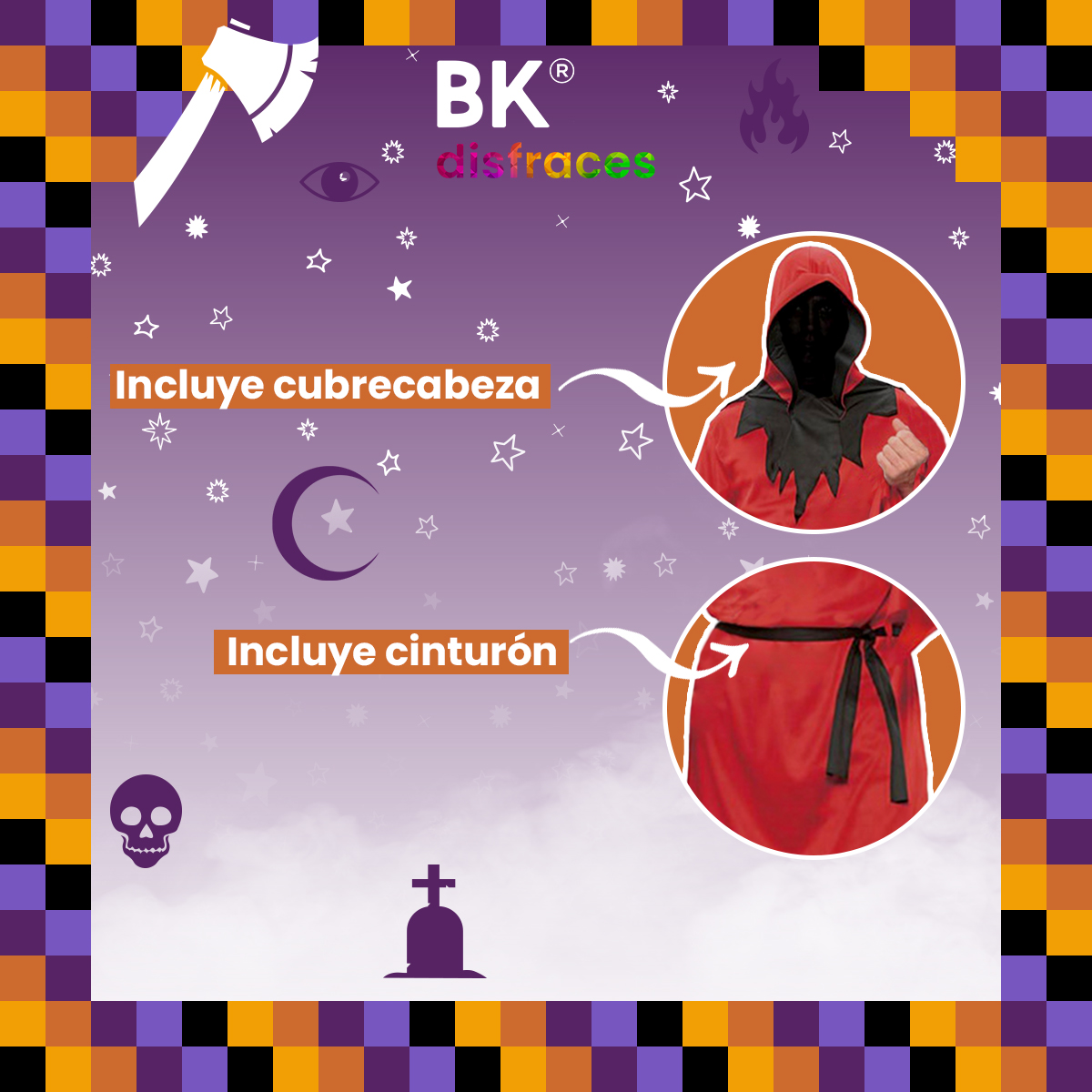 Disfraz de Halloween fantasma rojo de tela fiesta disfraces día de muertos unitalla adulto