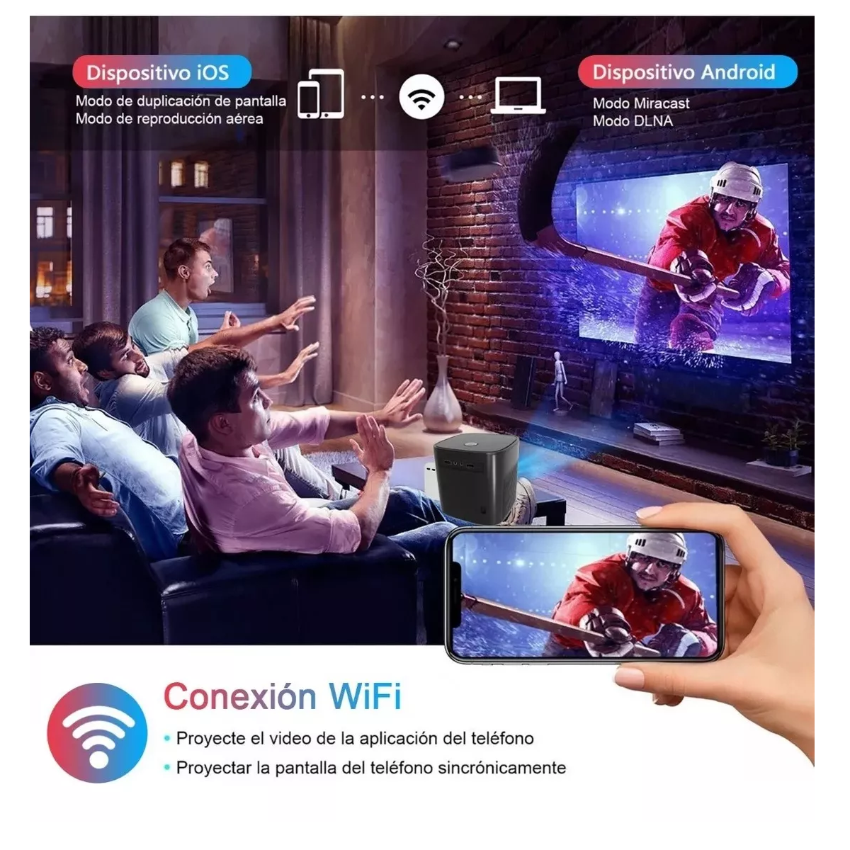 Enfoque eléctrico trípode gratis proyector Android TV 4K con Wifi6