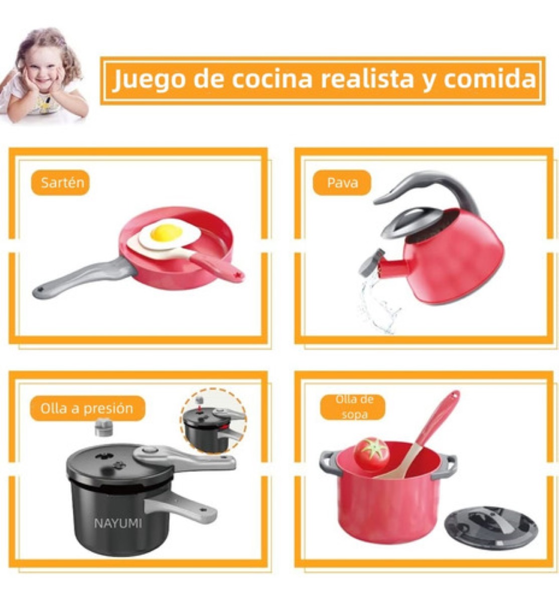 Juguete Utensilios De Cocina Con Ollas Y Sartenes 32pzs Rosa