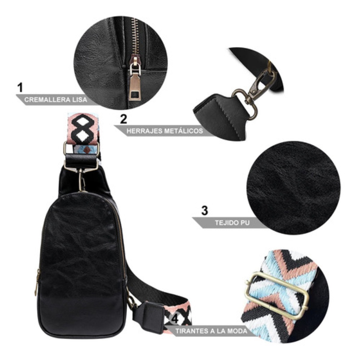 Mochilas Bolsos Cruzados De Pecho Negro