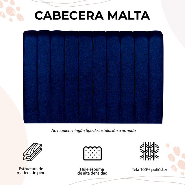 Cabecera Atlas Mod Malta Matrimonial Azul Marino