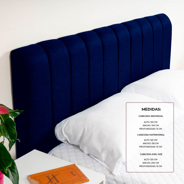 Cabecera Atlas Mod Malta Matrimonial Azul Marino