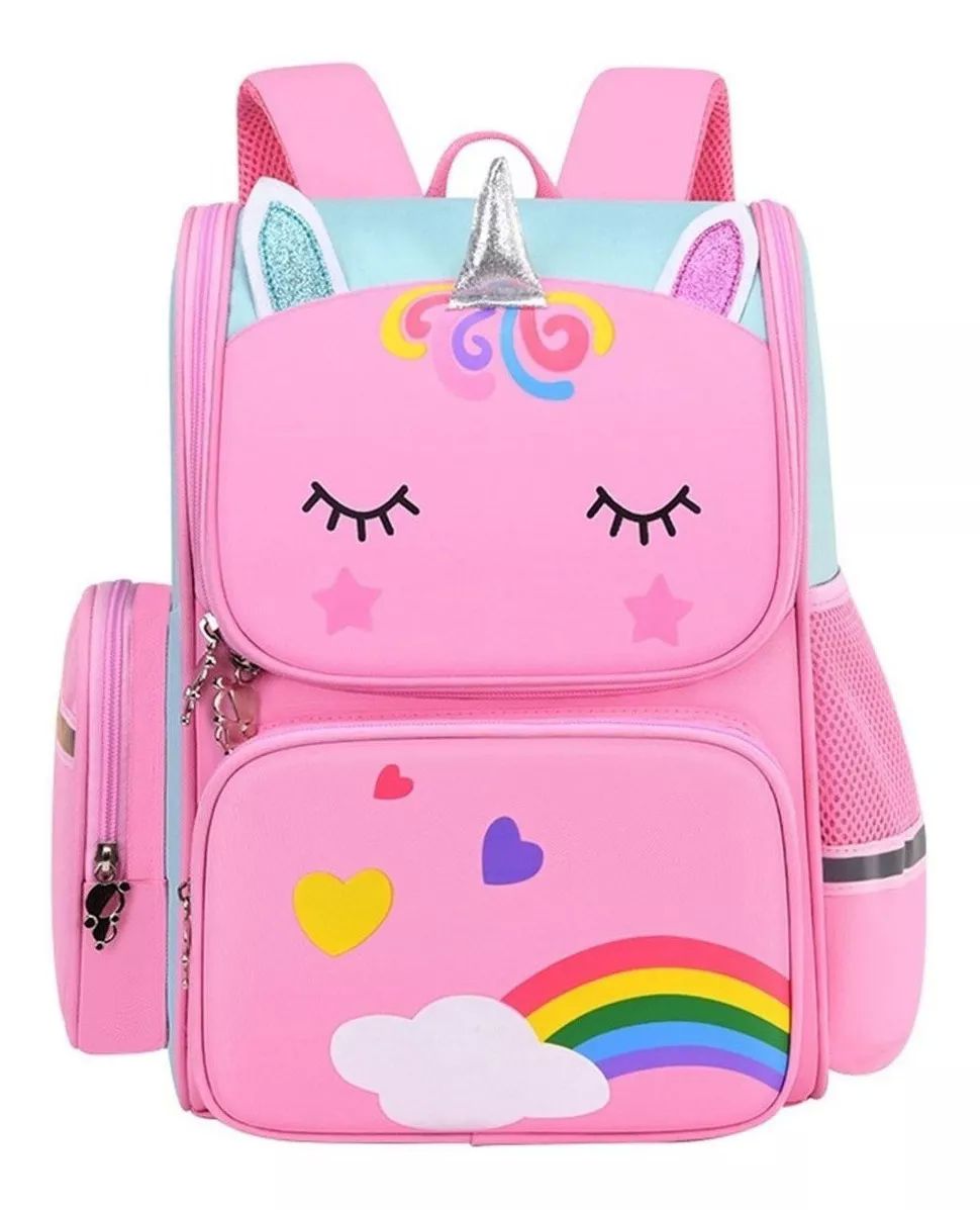 Mochila para niña de unicornio rosa preescolar primaria