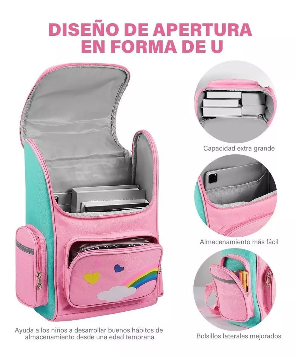 Mochila para niña de unicornio rosa preescolar primaria