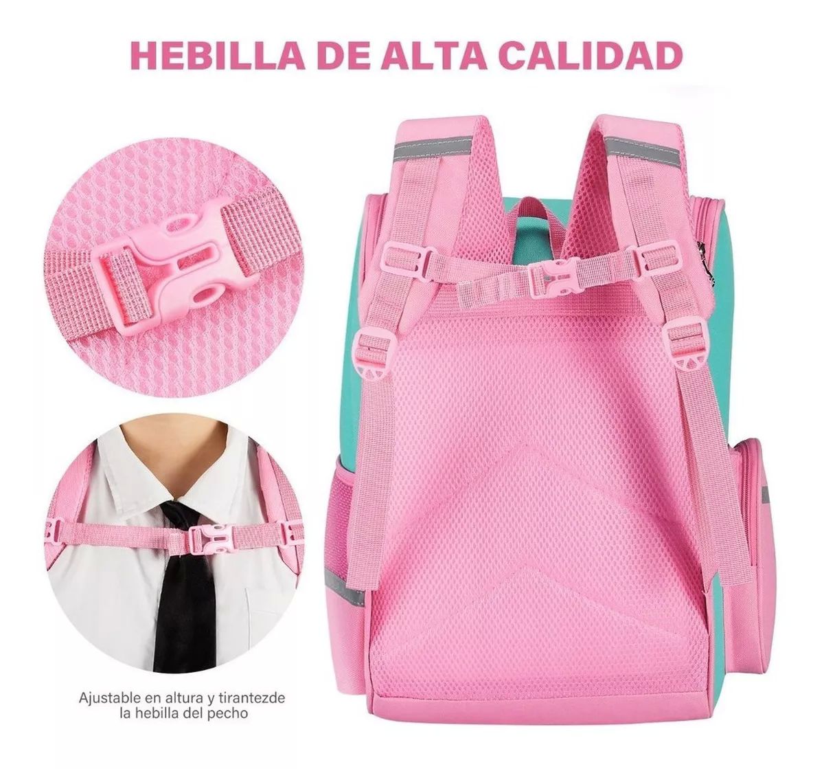 Mochila para niña de unicornio rosa preescolar primaria