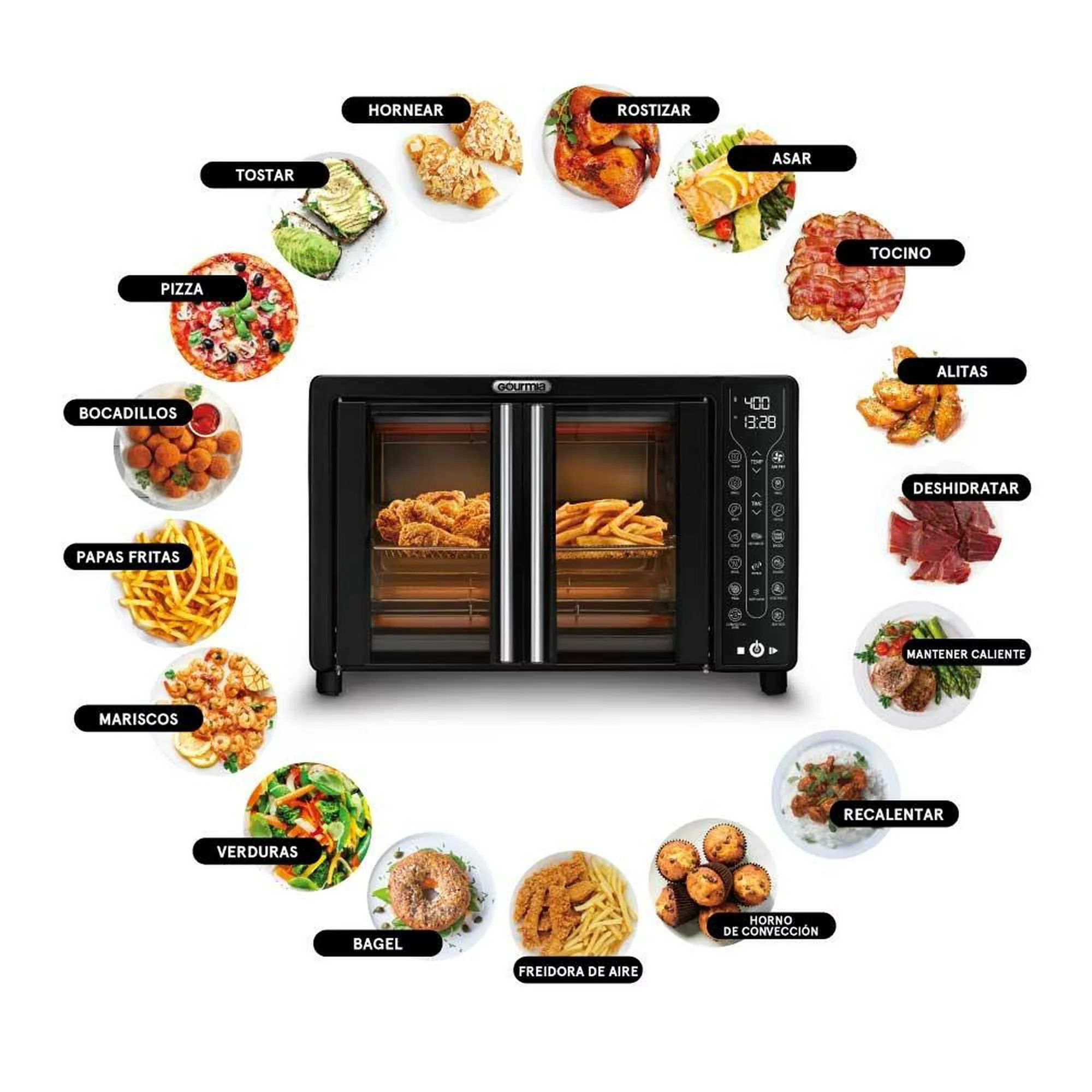 Horno Digital con Freidora de Aire Gourmia 24 Litros Negro