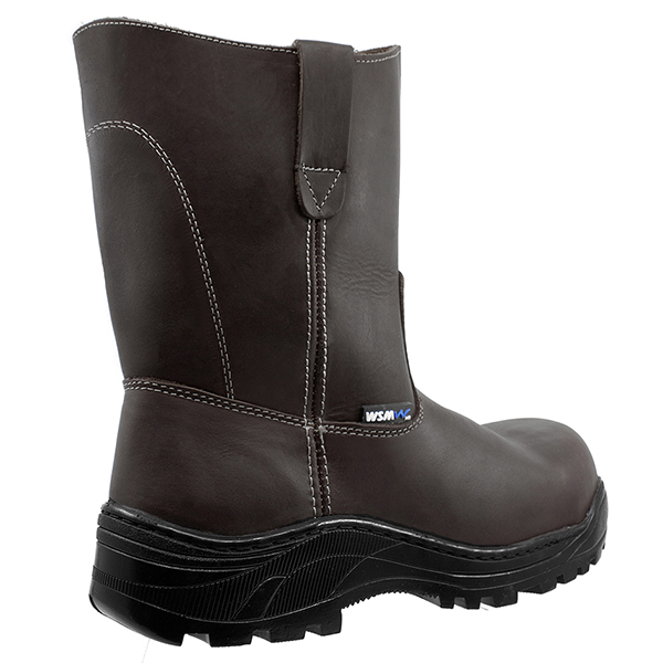 Bota de Seguridad WSM tipo Ropper. Ergonómica con casquillo de Policarbonato. Zapato de Trabajo tipo Petrolera. Es un calzado Industrial muy antiderrapante. Est. Ropper
