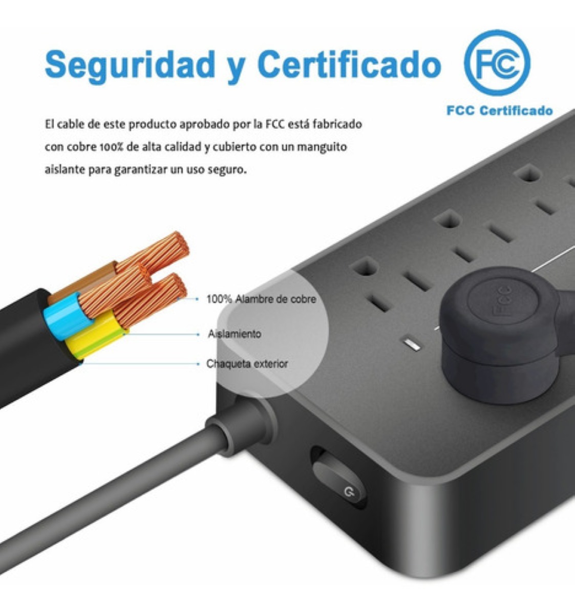Regleta Cargador Multicontactos Con 8 Salidas 3 Usb 1 Tipo C Negro
