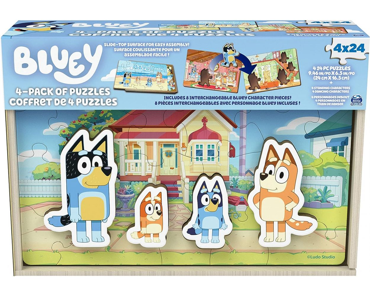 Bluey Paquete de 4 Rompecabezas de Madera con Personajes de Bingo