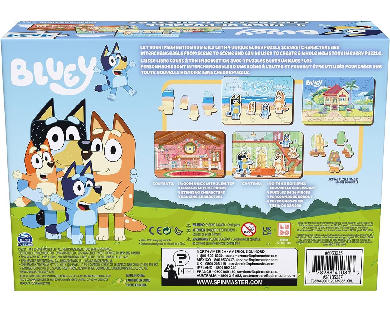 Bluey Paquete de 4 Rompecabezas de Madera con Personajes de Bingo