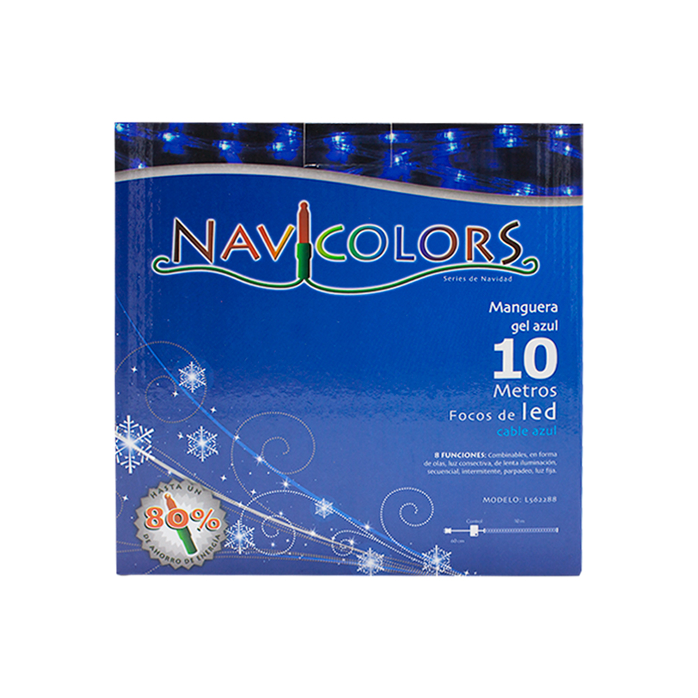 Manguera Decorativa Luz Led Azul Uso Exterior/Interior Cable Recubierto Gel 10 m