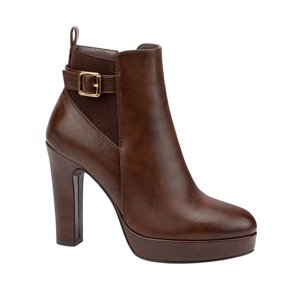 Botines de vestir marca Yaeli color café, con tacón forrado y plataforma, mod. 1087830