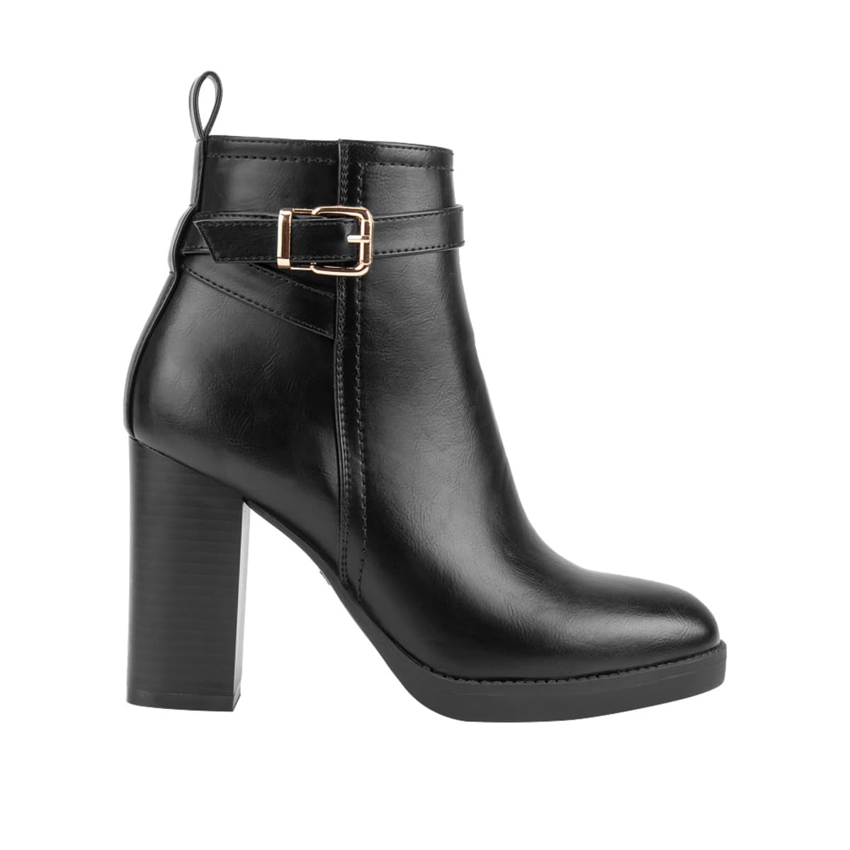 Botas de vestir color negro Sao Paulo con tacón ancho y punta cuadrada, mod. 1087833