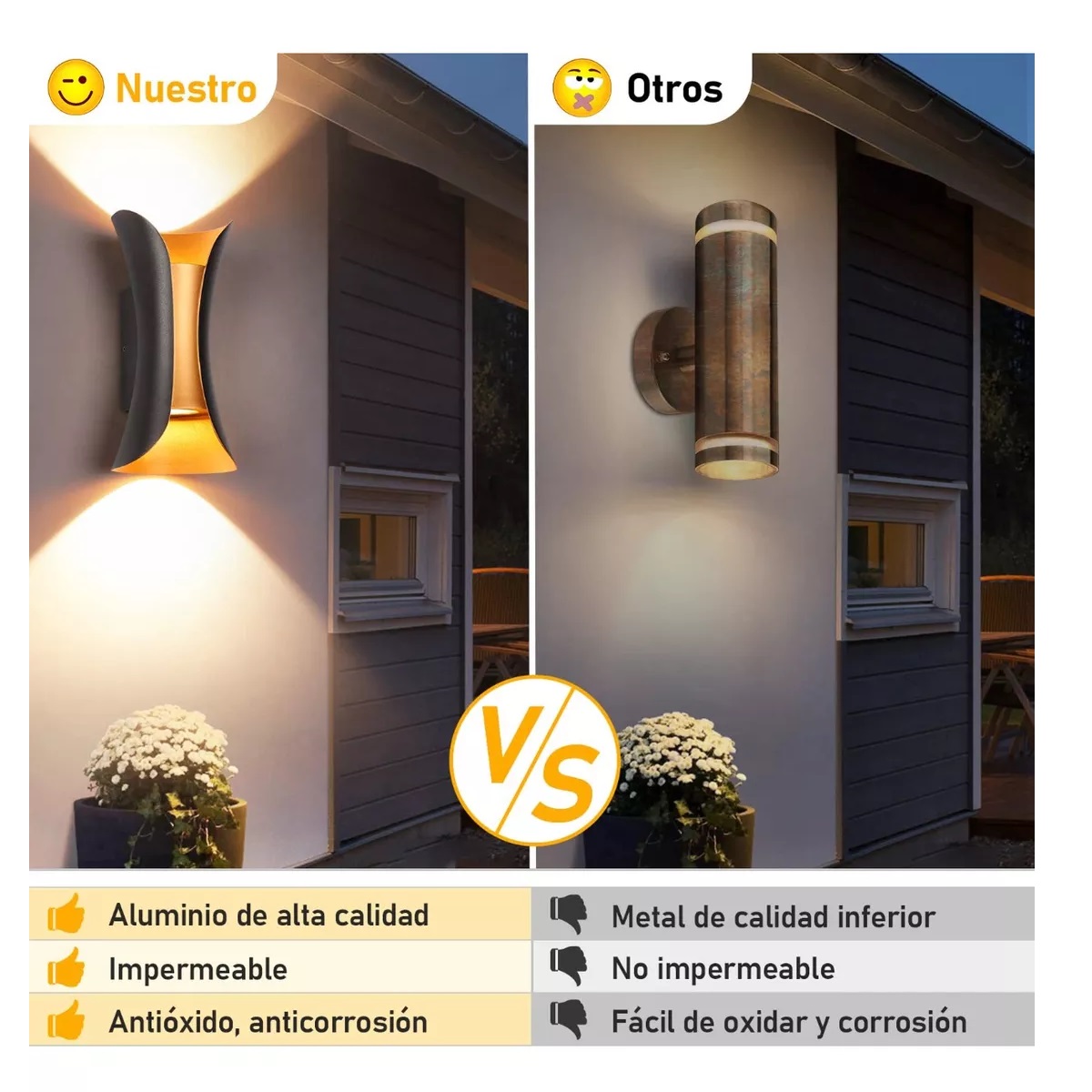 Set 2pc Lampara Led Exterior Lampara De Pared Interior Arbotante