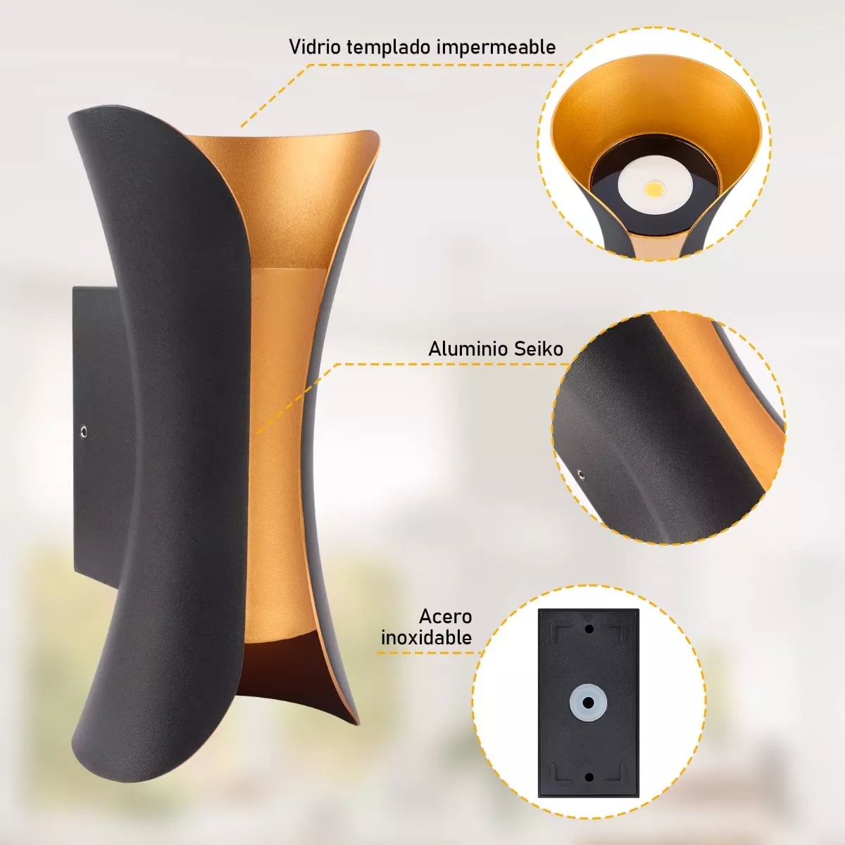 Set 2pc Lampara Led Exterior Lampara De Pared Interior Arbotante