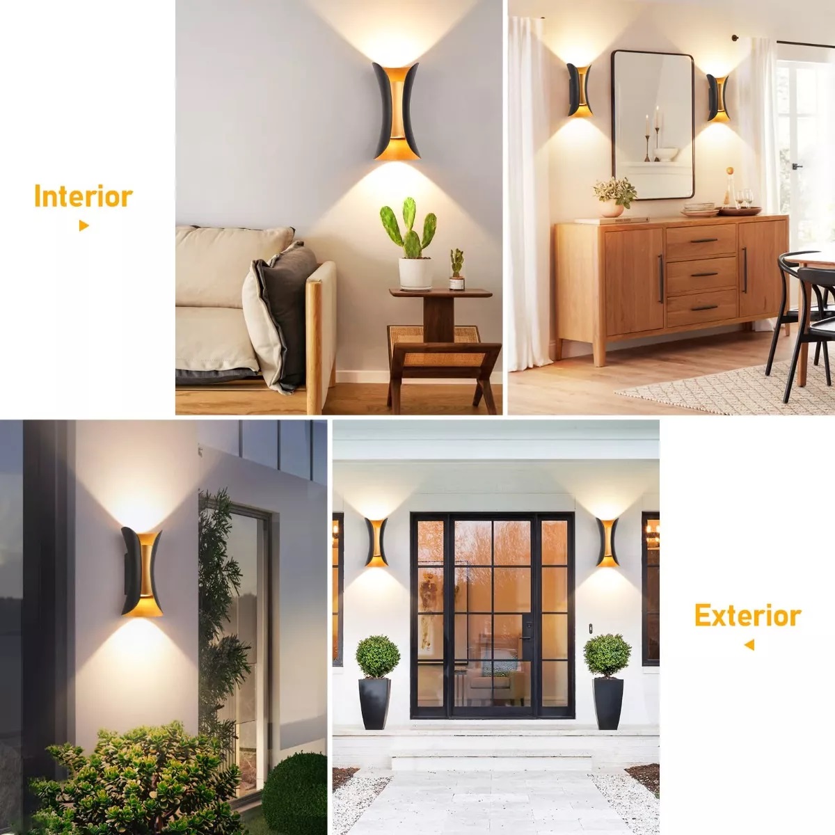 Set 2pc Lampara Led Exterior Lampara De Pared Interior Arbotante