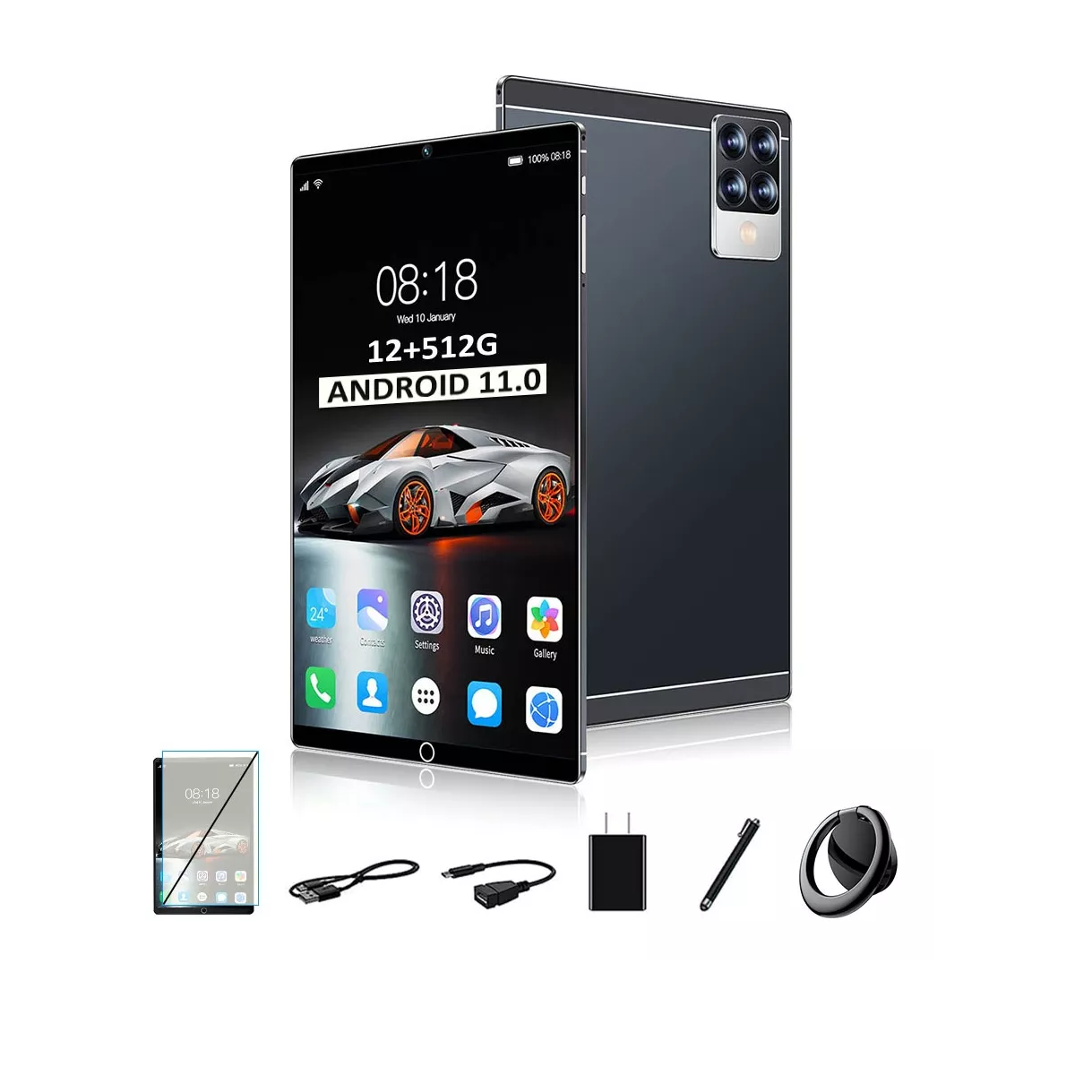 Tablet 12+512gb Memoria Ram Android 11 Pad Bluetooth Negro