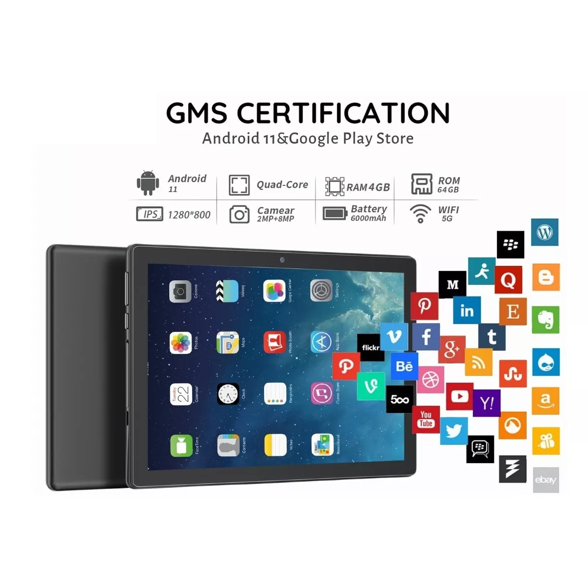 Tablet Con Funda Pad 10'' Android 64gb+4gb Memoria Ram Azul