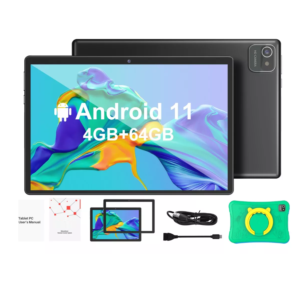 Tablet Con Funda  Pad 10'' Android 64gb+4gb Memoria Ram Verde Claro