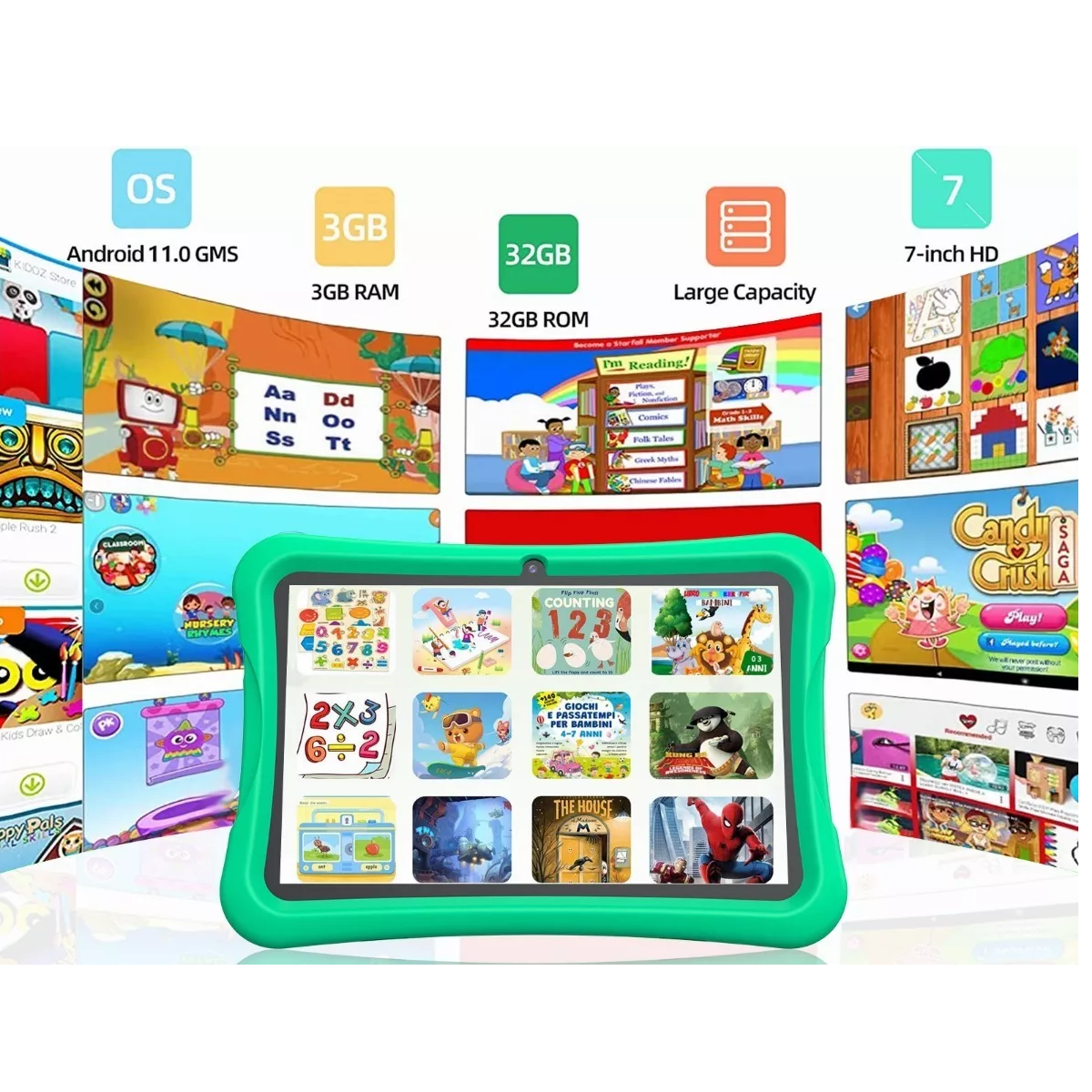 Tablet para niños Tablet para niños 7in IPS HD Pantalla grande