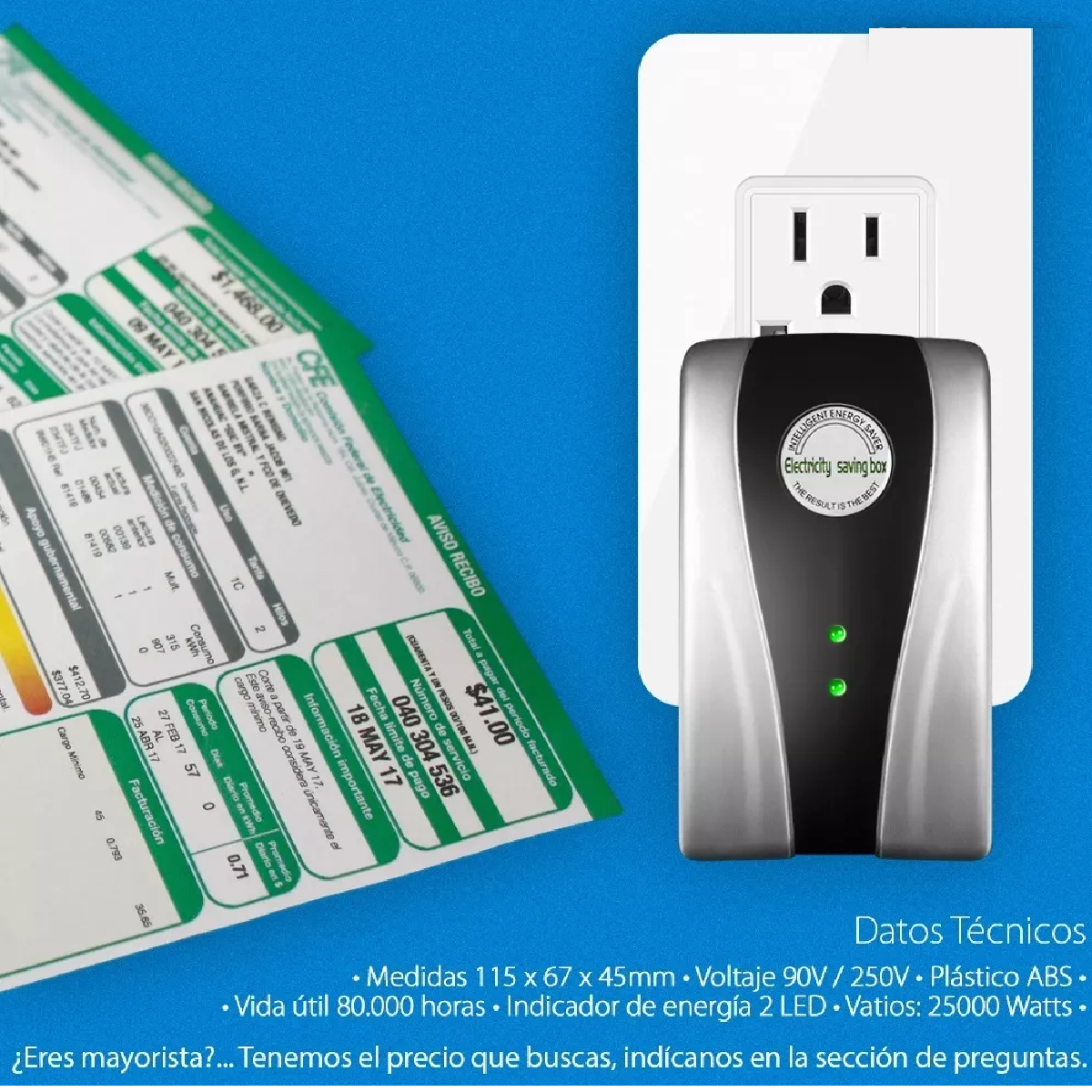 Set 2 Pzs Ahorrador Energía Luz Electricidad Ahorra Hasta 40%