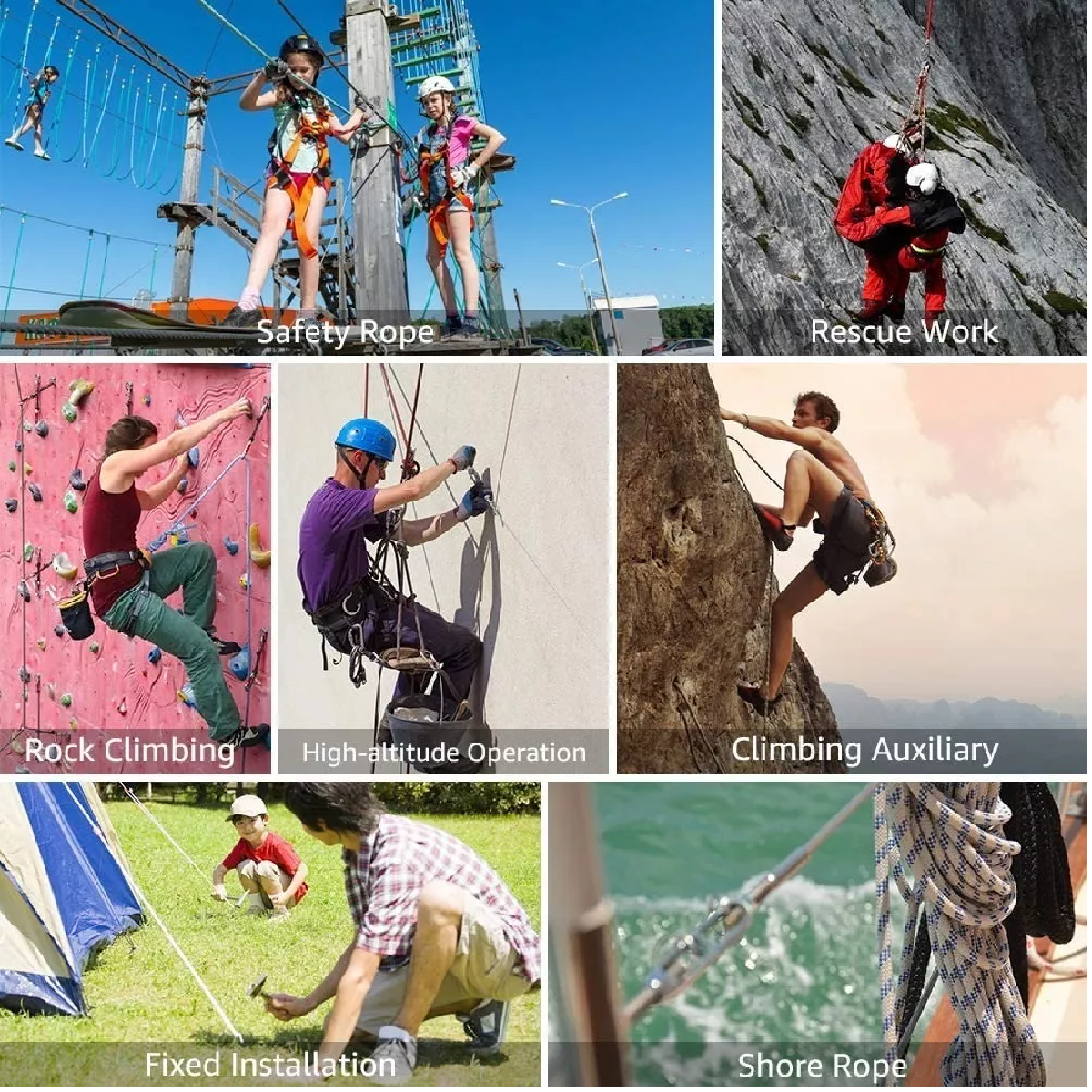 Cuerda Paracord De 12mm Para Escalada De Montaña, 10 M Azul