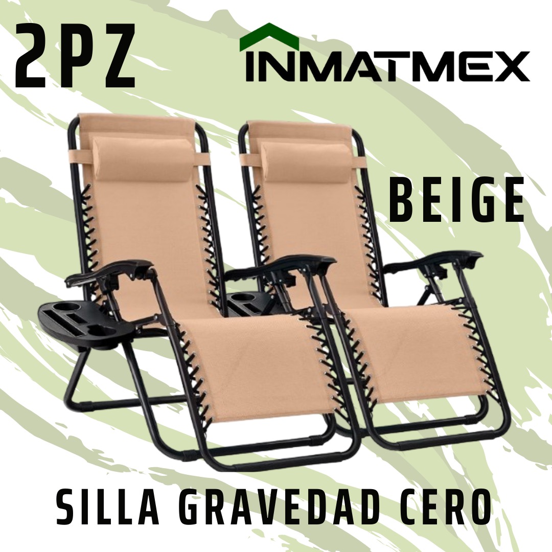 Set 2 Camastro Silla Plegable Gravdad 0 Jardin Alberca Playa Beige