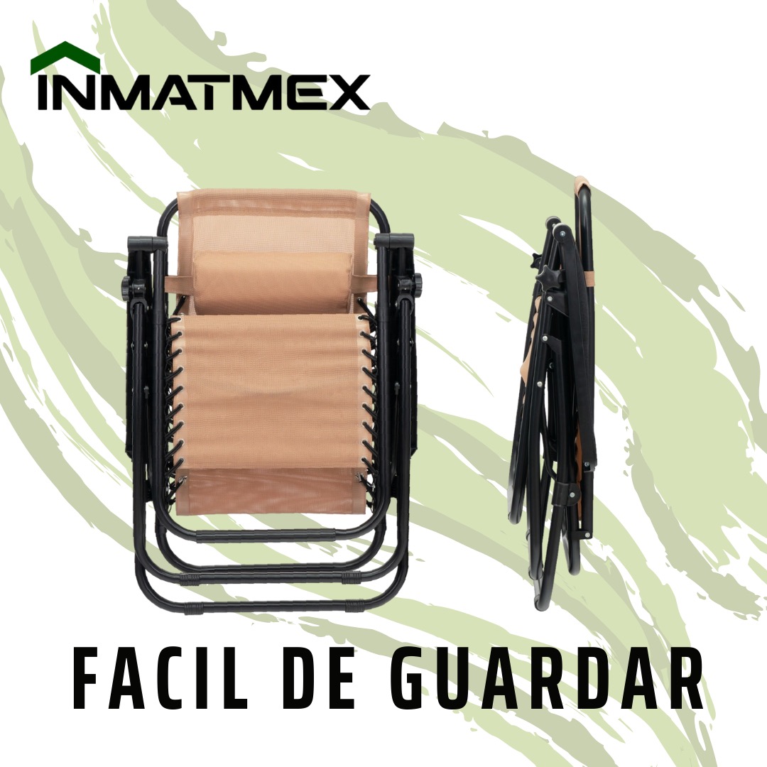 Set 2 Camastro Silla Plegable Gravdad 0 Jardin Alberca Playa Beige