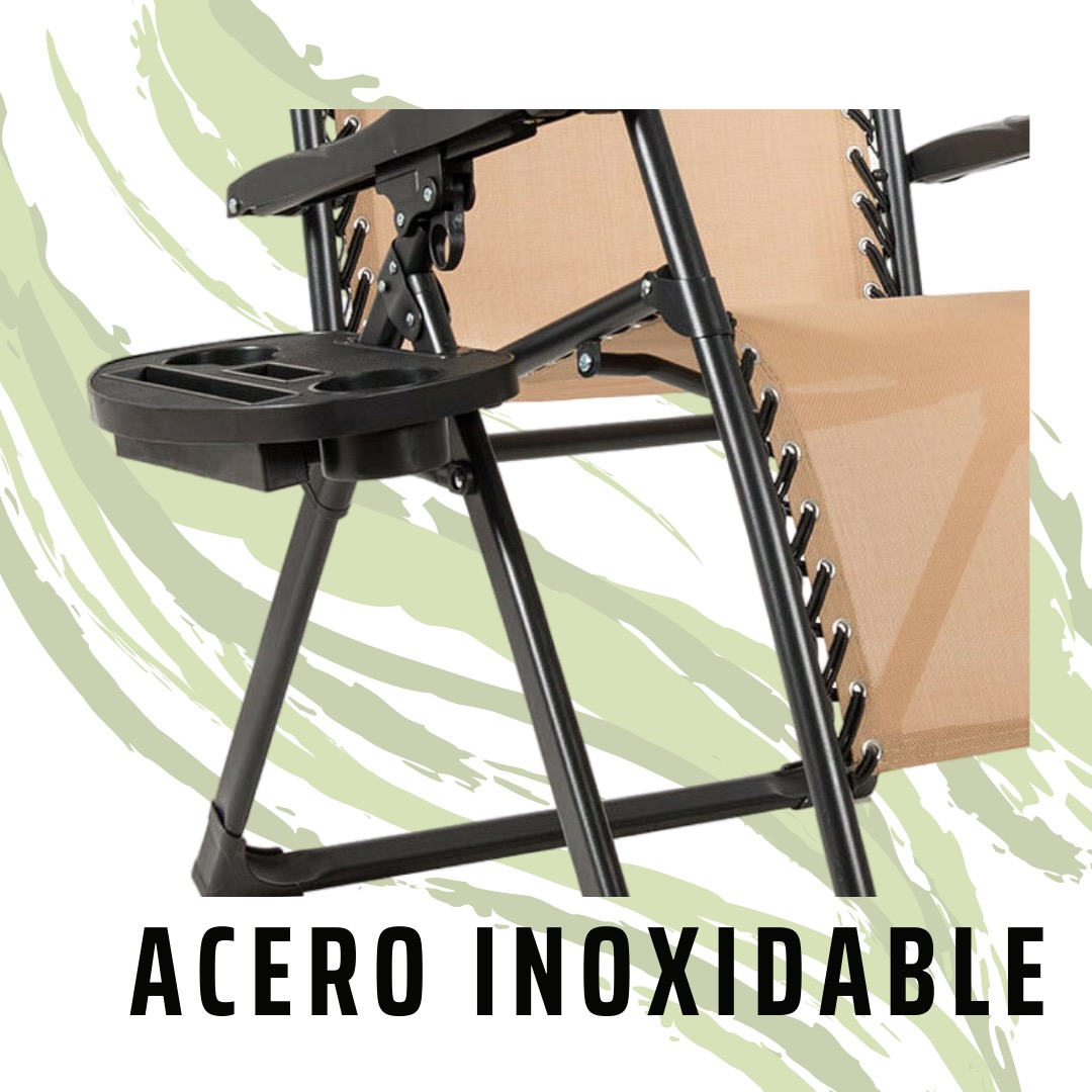 Set 2 Camastro Silla Plegable Gravdad 0 Jardin Alberca Playa Beige