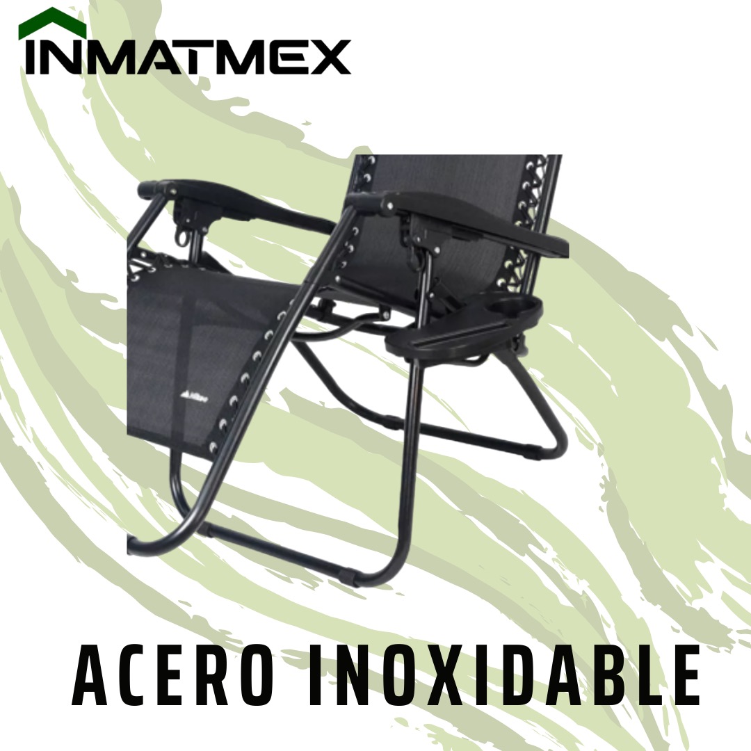 Silla Plegable Reclinable Gravedad Cero, Calidad Y Comodidad  Negro.