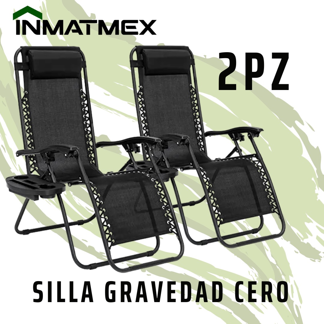 Set 2 Camastro Silla Plegable Gravdad 0 Jardin Alberca Playa Negro