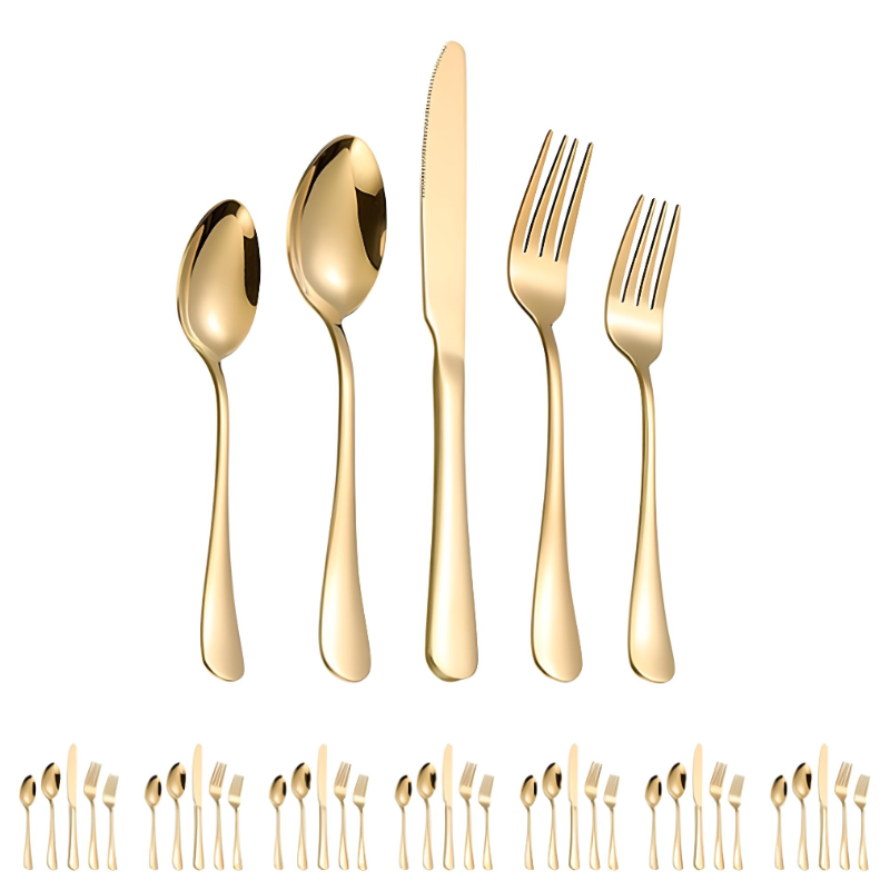 Juego De Cubiertos Acero Inoxidable Dorado Topon 40 Piezas